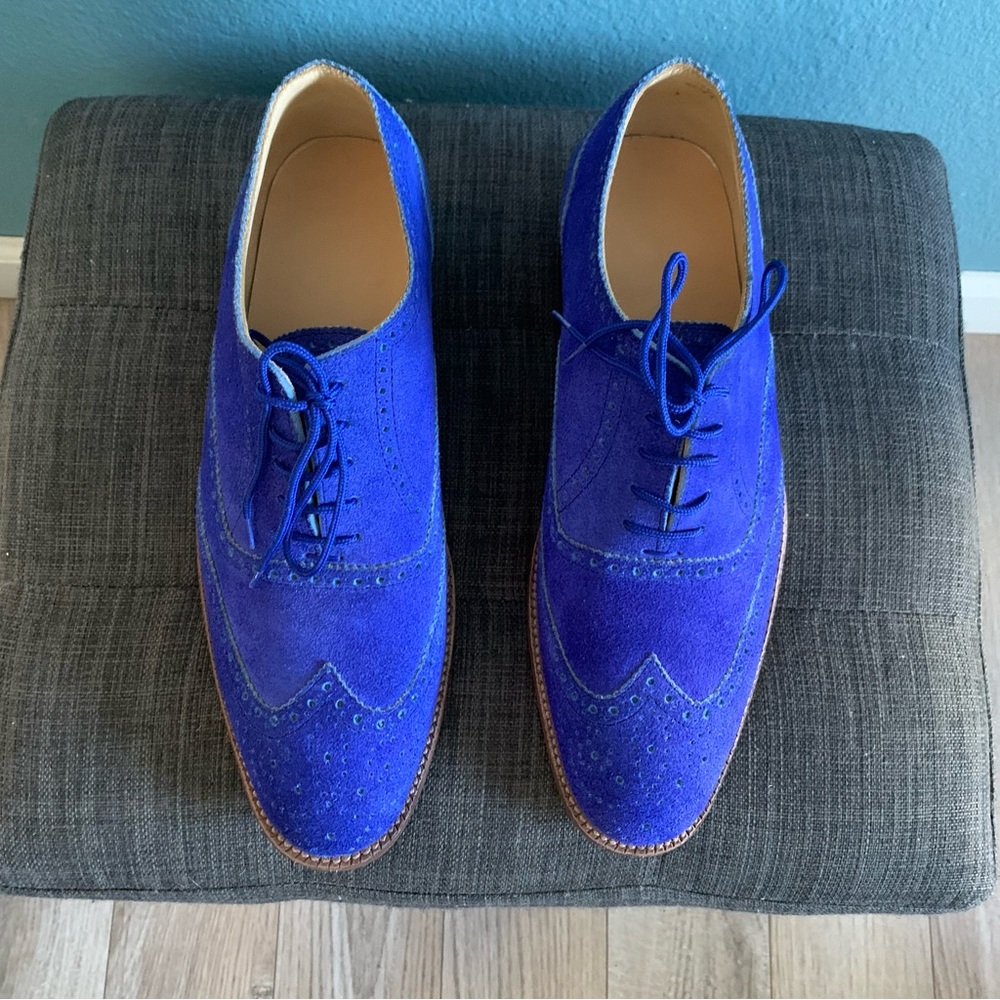 Men’s Blue Suede Brogue Shoes